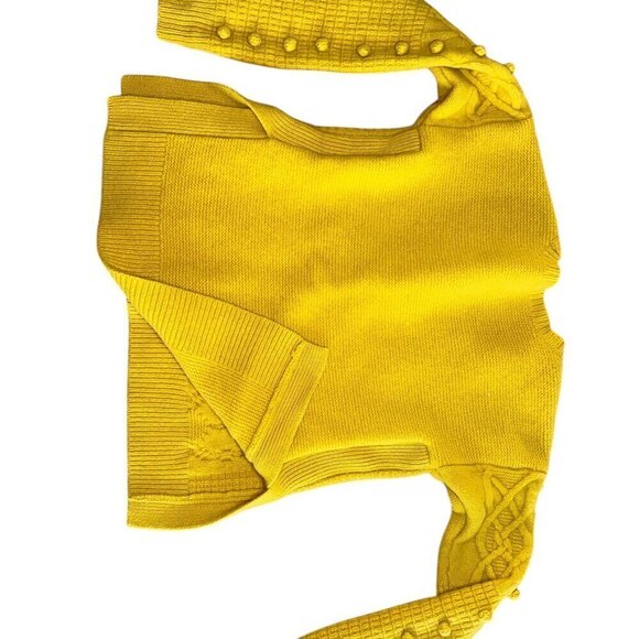 Madewell yellow cable wool sweater 100% Merino Wool Size XS - Picture 3 of 7